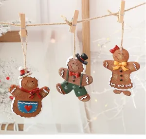 Natale resina omino di pan di zenzero decorazione appendiabiti albero di natale dipinto
