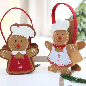 Sac à main en feutre bonhomme de pain d'épices de Noël joli emballage cadeau décoration table