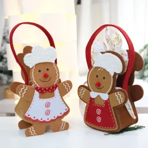 Sac à main en feutre bonhomme de pain d'épices de Noël emballage cadeau de fête mignon