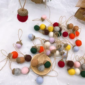 Colorful felt wool acorn Christmas tree hanging ornaments DIY craft party decor supplies