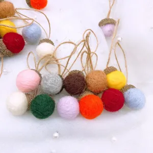 Felt Acorn Christmas Ornaments Handmade Wool Felt Acorns With Hemp Rope Hanging Pendants For Xmas Tree Holiday DIY Decor