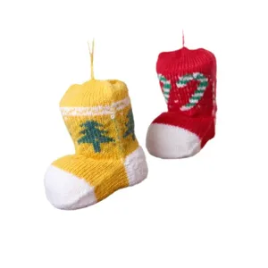 Christmas knitted stocking hanging pendants, festive tree decoration, home holiday decor item.