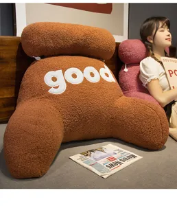 Nordic style teddy fleece good letter throw pillow plush backrest waist support for bed sofa