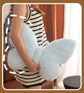Blue butterfly plush pillow cute sofa cushion soft stuffed animal room decor for home
