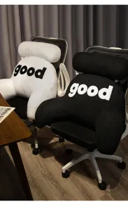 Nordic teddy fleece shaped lumbar pillow backrest for office chair and bed comfortable soft.