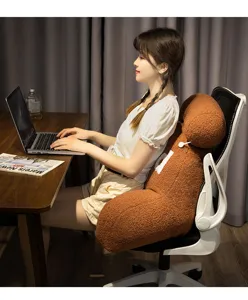 Nordic teddy fleece lumbar support pillow, soft plush back cushion for bed and office chair.