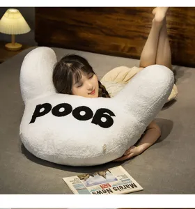 Detailed view of soft Nordic teddy velvet irregular throw pillow, cozy bed lumbar support.