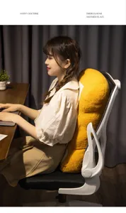 Ergonomic yellow plush back cushion designed for office chair and sofa lumbar support