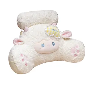 Cartoon Cute Sheep Bedside Waist Cushion Soft Stuffed Plush Backrest Pillow Office Car Lumbar Support Pillow
