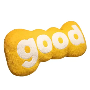 Creative yellow letter good plush pillow, soft long bolster cushion for sofa and sleeping bed.