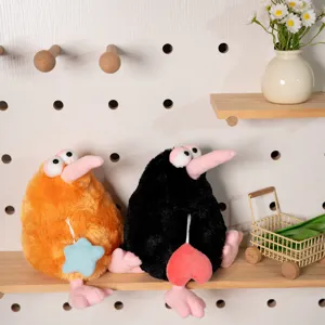 Detailed view of colorful plush kiwi bird toys, cute stuffed animal dolls, perfect gift choice.