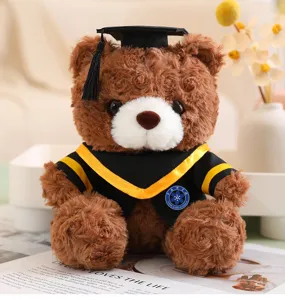 Abschluss Teddybär Plüschtier mit Doktorhut und Robe, süßes Stofftier Geschenk.