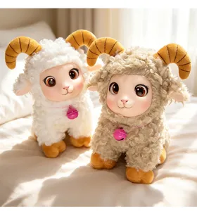 Cute plush lamb toy detail view, featuring soft fleece texture and charming design.