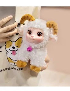 Cute vinyl plush sheep pendant, soft doll keychain bag charm for kids and women decoration.