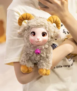 Cute vinyl face plush sheep doll keychain bag pendant fluffy cartoon animal toy for kids girls