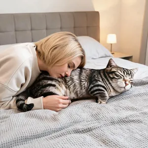 Realistischer Tabby Katzen Plüschtier Kuschelkissen für Kinder, weich und gemütliche Deko.