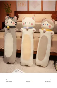 Langer Katzen Pluesch Kissen Stuetzkissen weiches Kuscheltier Schlaf Begleiter fuer Kinder Deko