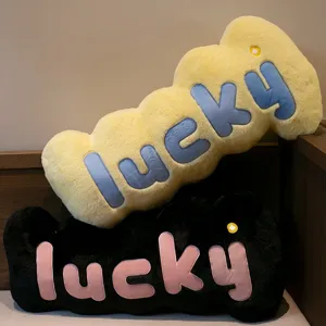Nordic creative letter lucky plush pillow, soft long sofa cushion and comfortable sleeping pad.