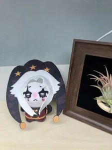 Cute 10cm cotton plush doll featuring a unique pierrot jester design with star hat.