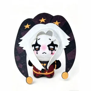 Cute 10cm Pierrot cotton doll plush toy, freak circus character stuffed figure for fans and collection.