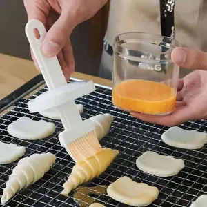 Household silicone oil brush set with container, high temperature resistant pastry BBQ brush.