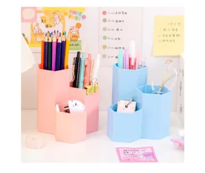 Mehrgitter sechseckiger Stiftehalter, Kunststoff Make-up Pinsel Organizer fur Buro.