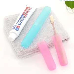 Custodia da viaggio per spazzolino portatile contenitore in plastica per dentifricio rosa blu