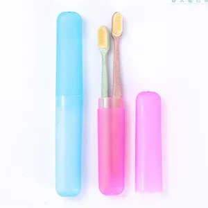 Set custodia per spazzolino da viaggio portatile con due spazzolini, scatola di conservazione in plastica.