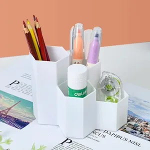 Kreativer Sechseckiger Kunststoff Stifthalter Mehrfach Raster Desktop Aufbewahrungsbox Make-up Pinsel Organizer Büro Schulbedarf
