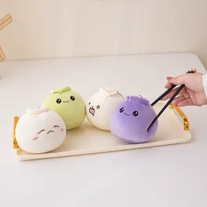 Cute Cartoon Bun Plush Pendant Keychain Soft Stuffed Dumpling Doll Bag Hanging Ornament Creative Gift For Women