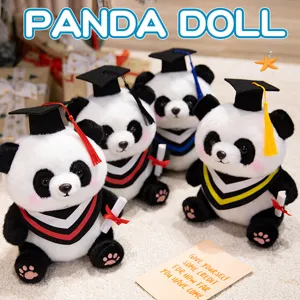 Graduation panda plush doll cute stuffed animal toy for graduation gift and school celebration