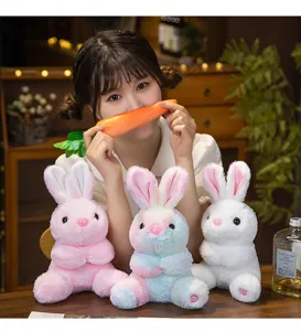 Cute glowing plush rabbit doll toy colorful stuffed animal pillow best friend gift kids