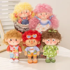 Cute Afro Curly Hair Freckled Girl Doll Plush Toy Keychain Soft Stuffed Cartoon Bag Pendant Birthday Gift