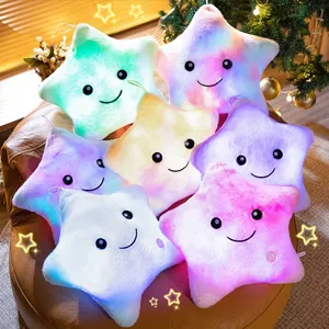 Leuchtender bunter Stern Plüschkissen, weiches LED Licht Kissen Spielzeug für Mädchen.