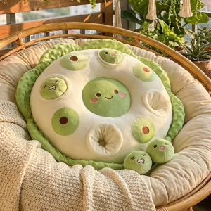 Cuscino da Lancio in Peluche Baccello di Loto Giocattolo Imbottito di Decompressione Creativo Morbido e Carino Cuscino Verde per Divano Letto Decorazioni per la Casa