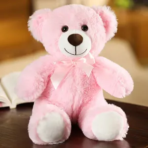 Simpatico orsetto di peluche rosa giocattolo, morbido cuscino imbottito regalo per bambini.