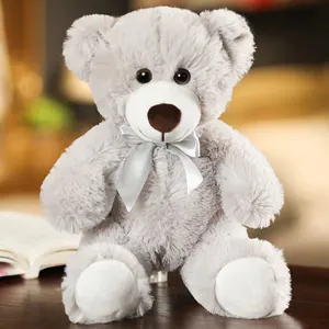 Orsetto di peluche grigio morbido giocattolo simpatico bambola regalo compleanno bimbi