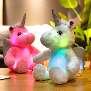 Unicornio de peluche luminoso juguete de peluche LED muñeca unicornio regalo de cumpleaños