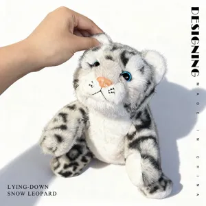 Peluche de leopardo de las nieves realista animal de peluche suave para regalo de cumpleaños.
