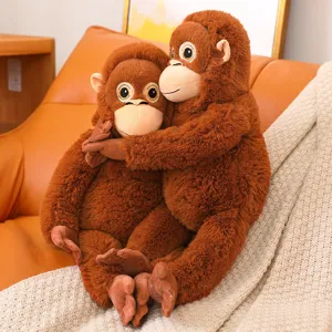 Cute plush orangutan stuffed toy, huggable soft monkey doll for kids and home decor.