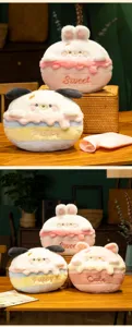 Cute cartoon animal hand warmer plush pillow blanket 3-in-1 sweet gift for girls dorm room