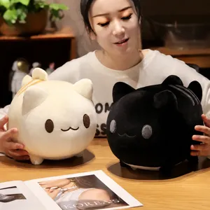 Cute cartoon fish tail cat plush pillow stuffed animal soft toy for kids and home bed sleep