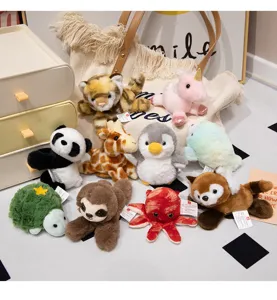 Cute magnetic shoulder plush toys set, cute animal stuffed dolls for clothes decoration.