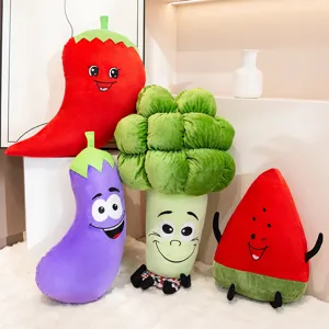 Giocattolo di Peluche di Verdure e Frutta di Cartone Animato Carino Peperoncino Broccoli Anguria Melanzana Cuscino Morbido Regalo per Bambini