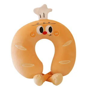 Joli coussin de cou en mousse à mémoire de forme pain dessin animé pour voyage bureau sieste