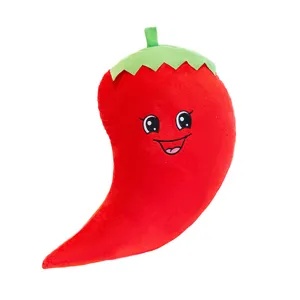Simpatico cuscino di peluche a peperoncino rosso, morbida bambola di verdure per decorare la stanza.