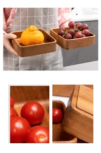 Plat carre en bois d'acacia pour fruits et snacks assiette de service de table