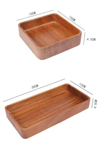 Ensemble de plateau en bois d'acacia, plats de service carrés et rectangulaires table