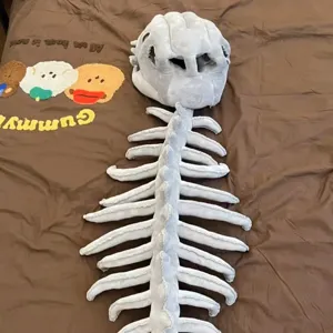 Grey plush dinosaur skeleton toy novelty spine doll funny home decor gift for boyfriend.