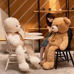 Ours en peluche géant animal en peluche pour filles, jolie poupée câline pour cadeau d'anniversaire.